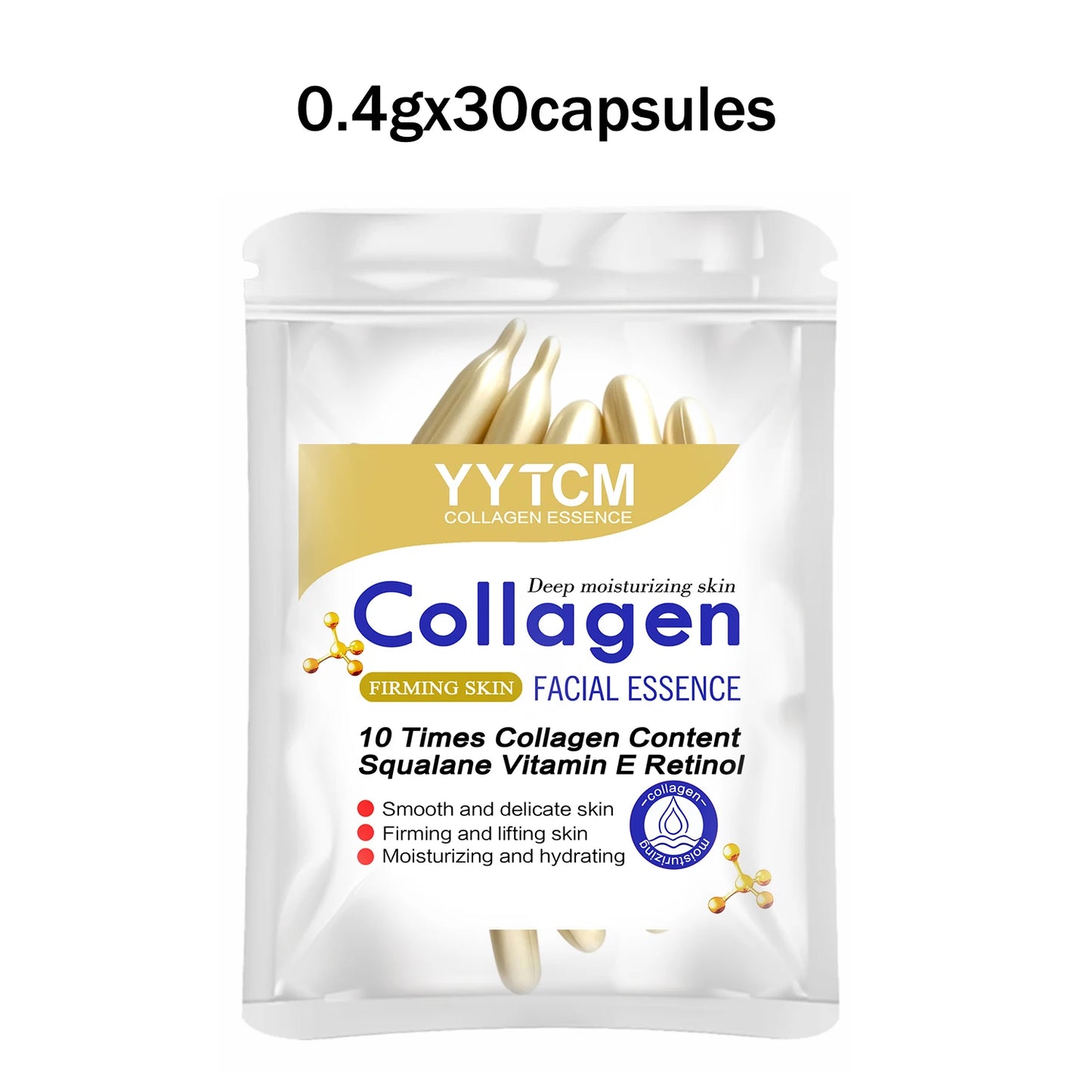 Collagen Firming Capsule Essence Moisturizes Hydrates And Smooths The Skin. With Squalane, Retinol 18/30/48/60/90/180 Capsules Peaceful Pleasures Health and Wellness 1bag 30capsules