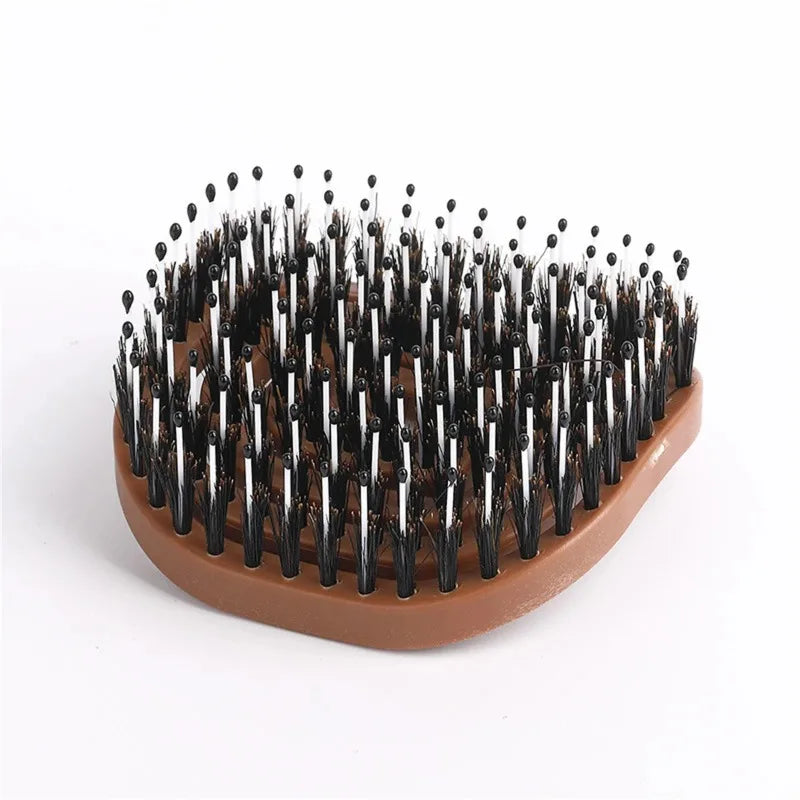 Portable Boar Bristle Hairbrush for Scalp Cleaning with Hollow Ventilated Design Eco-Friendly Ergonomic Handle for All Hair Type Peaceful Pleasures Health and Wellness