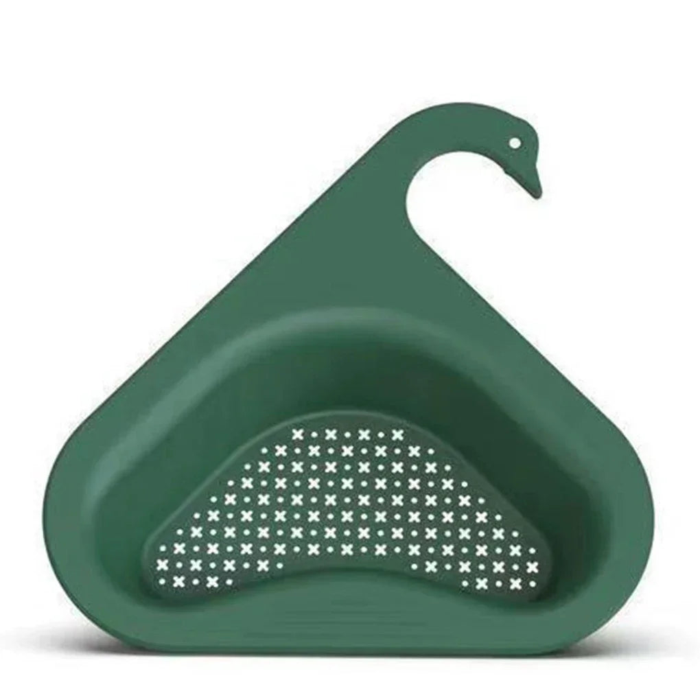 Kitchen Sink Drain Strainer Basket Leftover Garbage Filter Swan Shape Hanging Vegetable Washing Drainer Triangular Storage Rack Peaceful Pleasures Health and Wellness