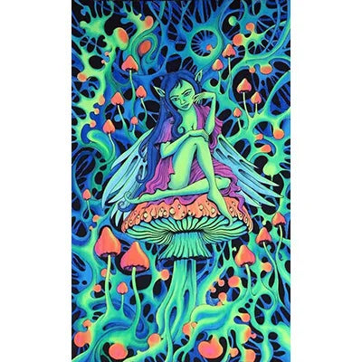 Psychedelic Mushroom Skeleton Canvas Wall Art | Modern Print