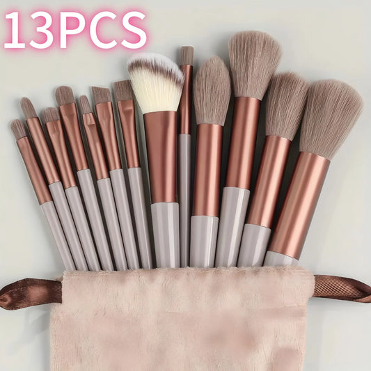 13PCS Of New Makeup Brush Set Portable Soft Hair Powder Brush Eye Shadow Brush Full Set Of Makeup Brush Tools Peaceful Pleasures Health and Wellness