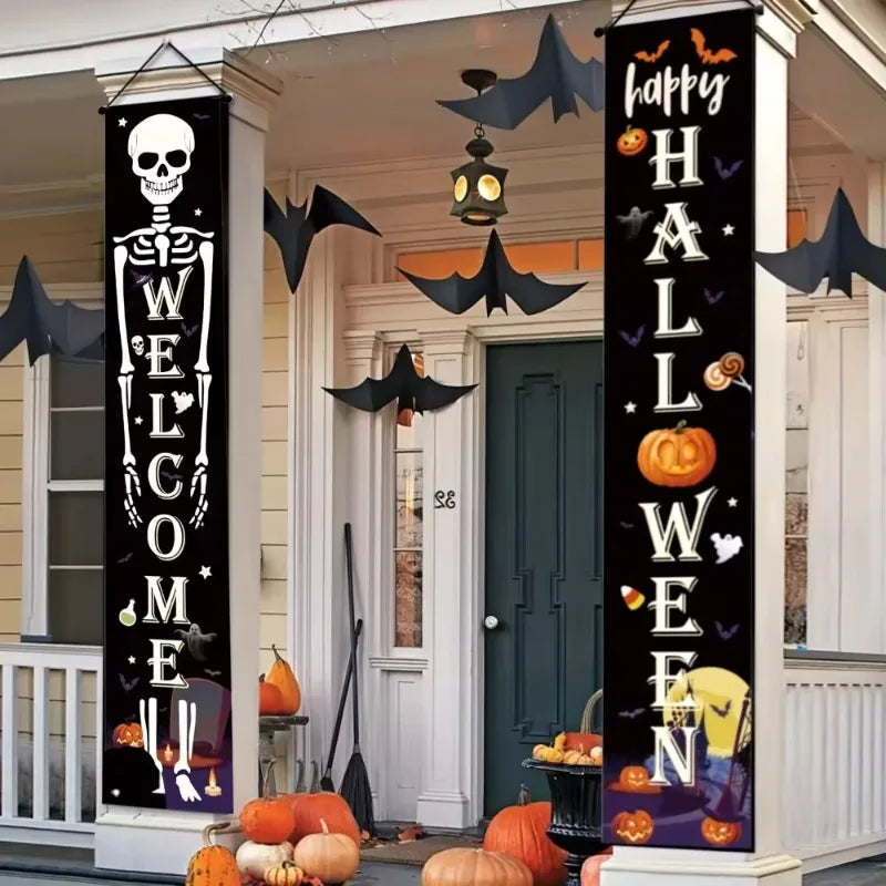 Halloween & Christmas Door Curtain Banner | Holiday Decor Flag