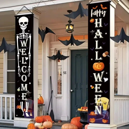 Halloween & Christmas Door Curtain Banner | Holiday Decor Flag Holiday Door Banner Peaceful Pleasures Health and Wellness