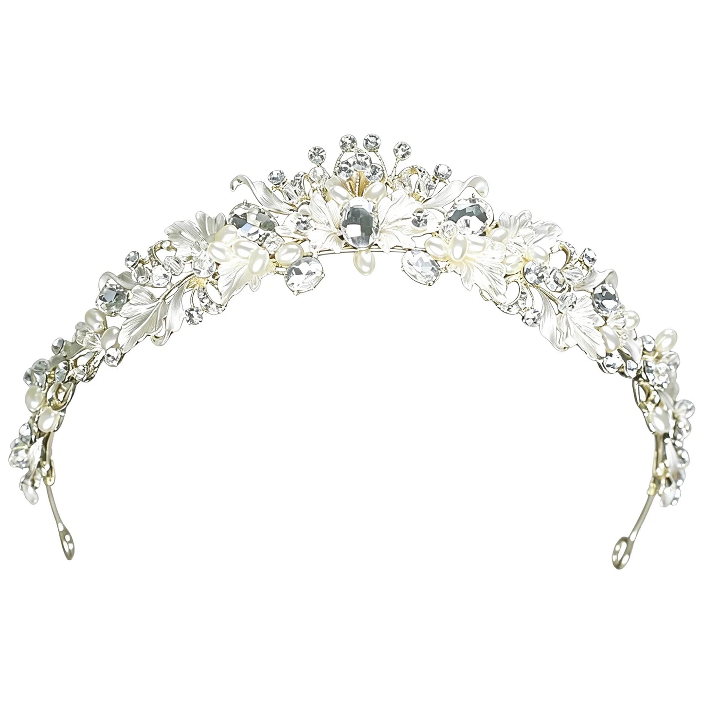 Bridal Alloy Rhinestone Crown Headpiece Gold Silver Wedding Accessory For Bride Peaceful Pleasures Health and Wellness Gold