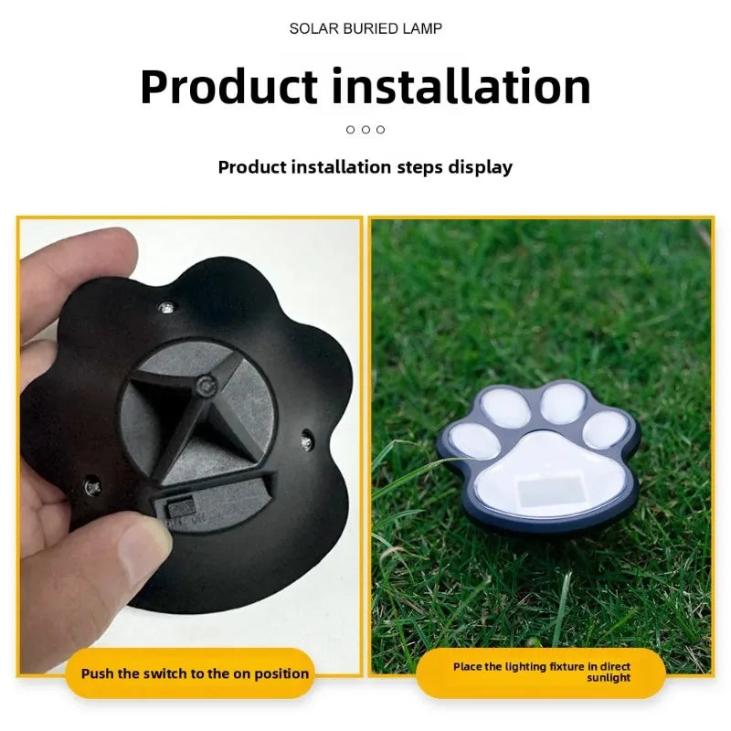 Solar Paw Print Garden Path Lights – LED, Waterproof, Auto On/Off
