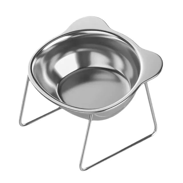 Elevated Stainless Steel Cat Bowl | 15° Tilted Stand, Non-Slip