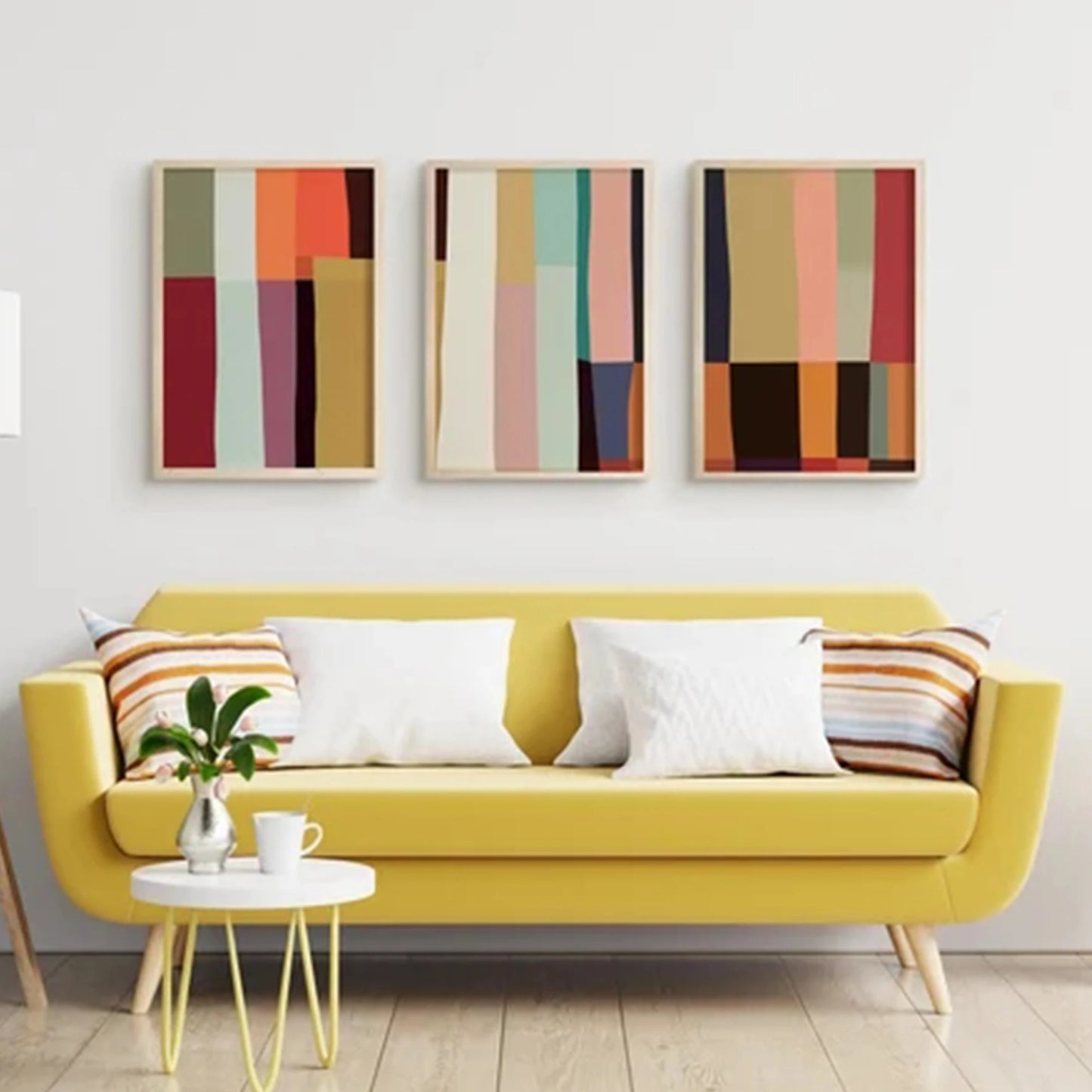 3-Piece Retro Minimalist Abstract Canvas Wall Art Print Set