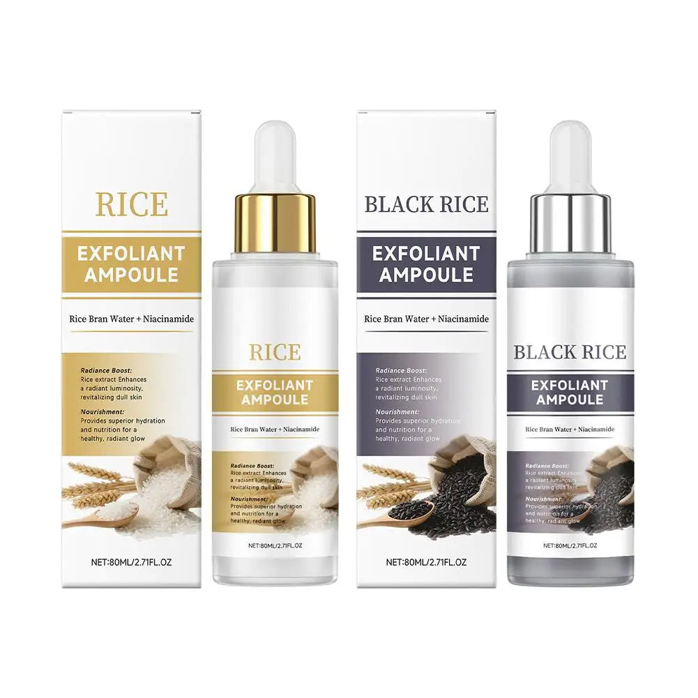 Black & White Rice Exfoliating Essence Serum 80ml – Hyaluronic Acid Deep Hydration Peaceful Pleasures Health and Wellness