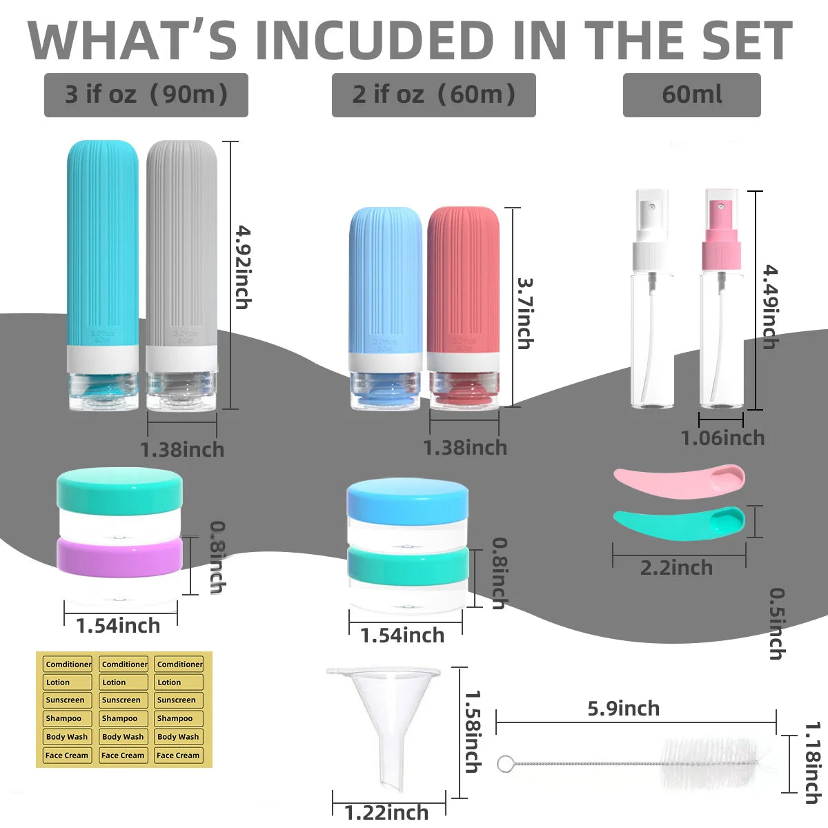 Silicone Travel Bottles Set, Portable Shampoo & Shower Gel Containers, Small Sample Storage, Ideal for Outdoor Trips Peaceful Pleasures Health and Wellness