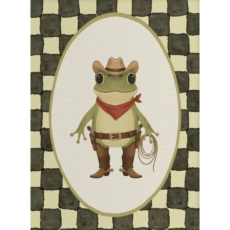 Vintage Cowboy Silly Goose Western Duck Frog Animals Cartoon Poster Canvas Painting Wall Art Pictures Home Bedroom Decor Peaceful Pleasures Health and Wellness 4 40x60cm Unframed
