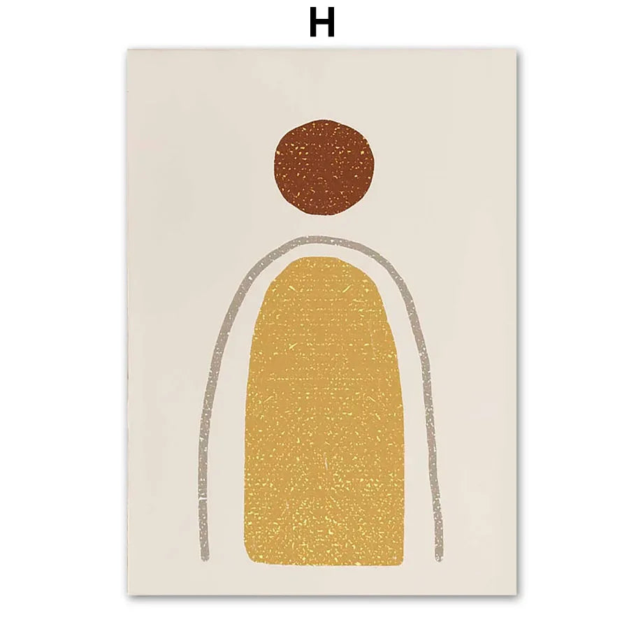 Boho Abstract Canvas Wall Art | Beige Terracotta Line Art Print