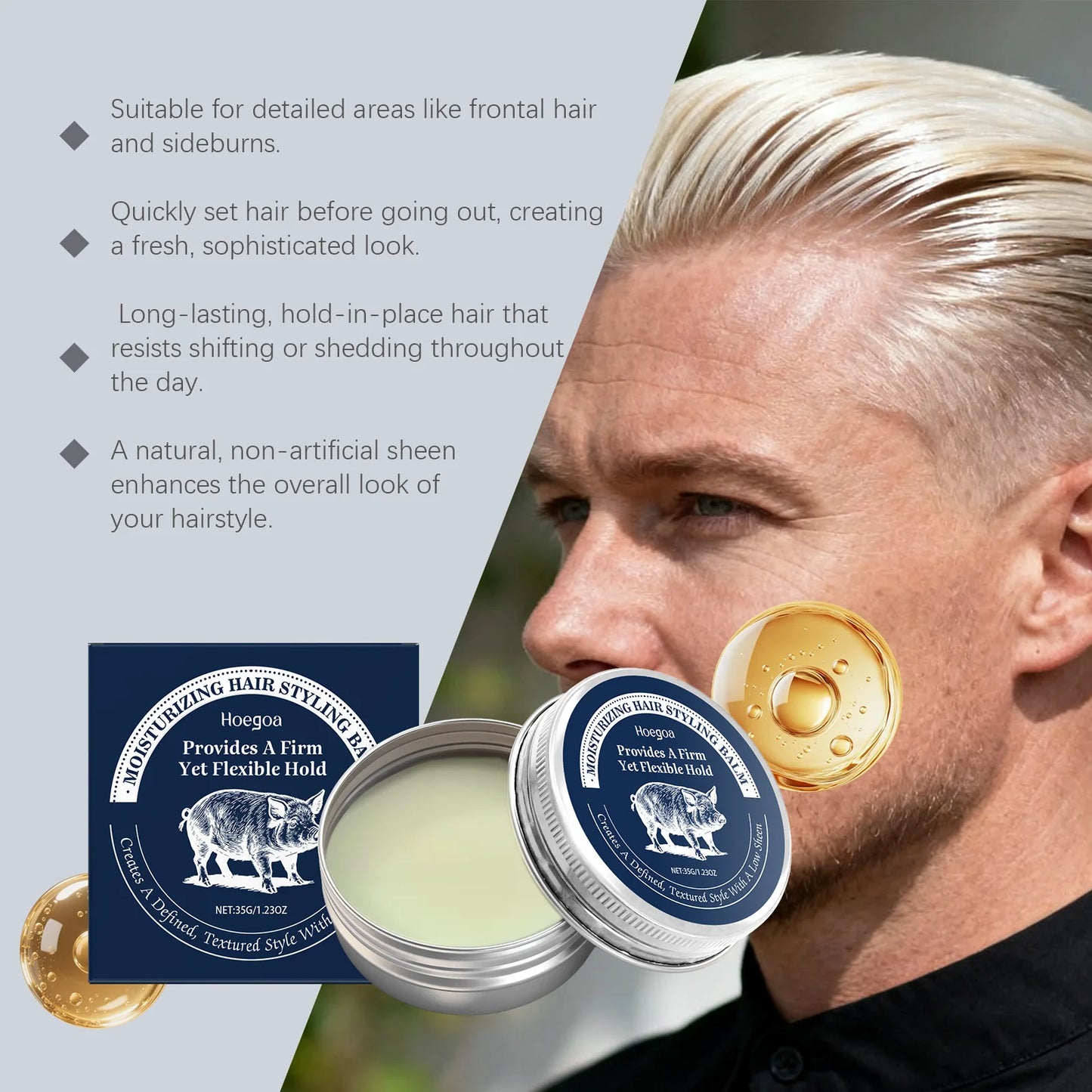 HOEGOA Hair Styling Balm – Matte Hold & Frizz Control, 35g