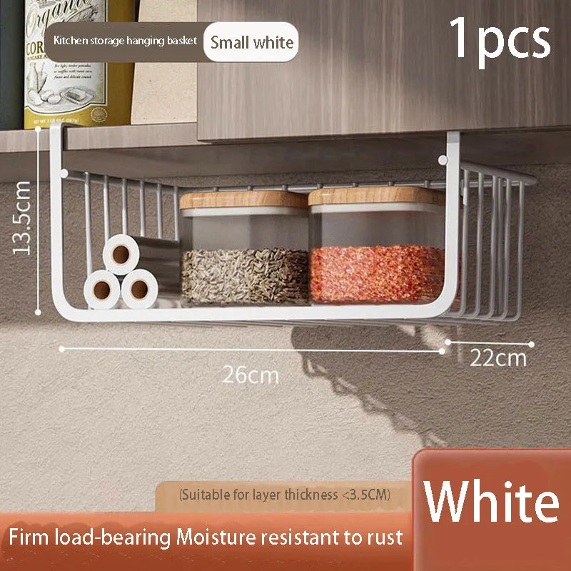 Iron Hanging Cabinet Basket Rack – Kitchen & Home Organizer