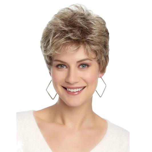 Wigs for Women Natural Synthetic Short goldenLayered Hair Wig with Fluffy Bangs Afro Daily Heat Resistant Peaceful Pleasures Health and Wellness