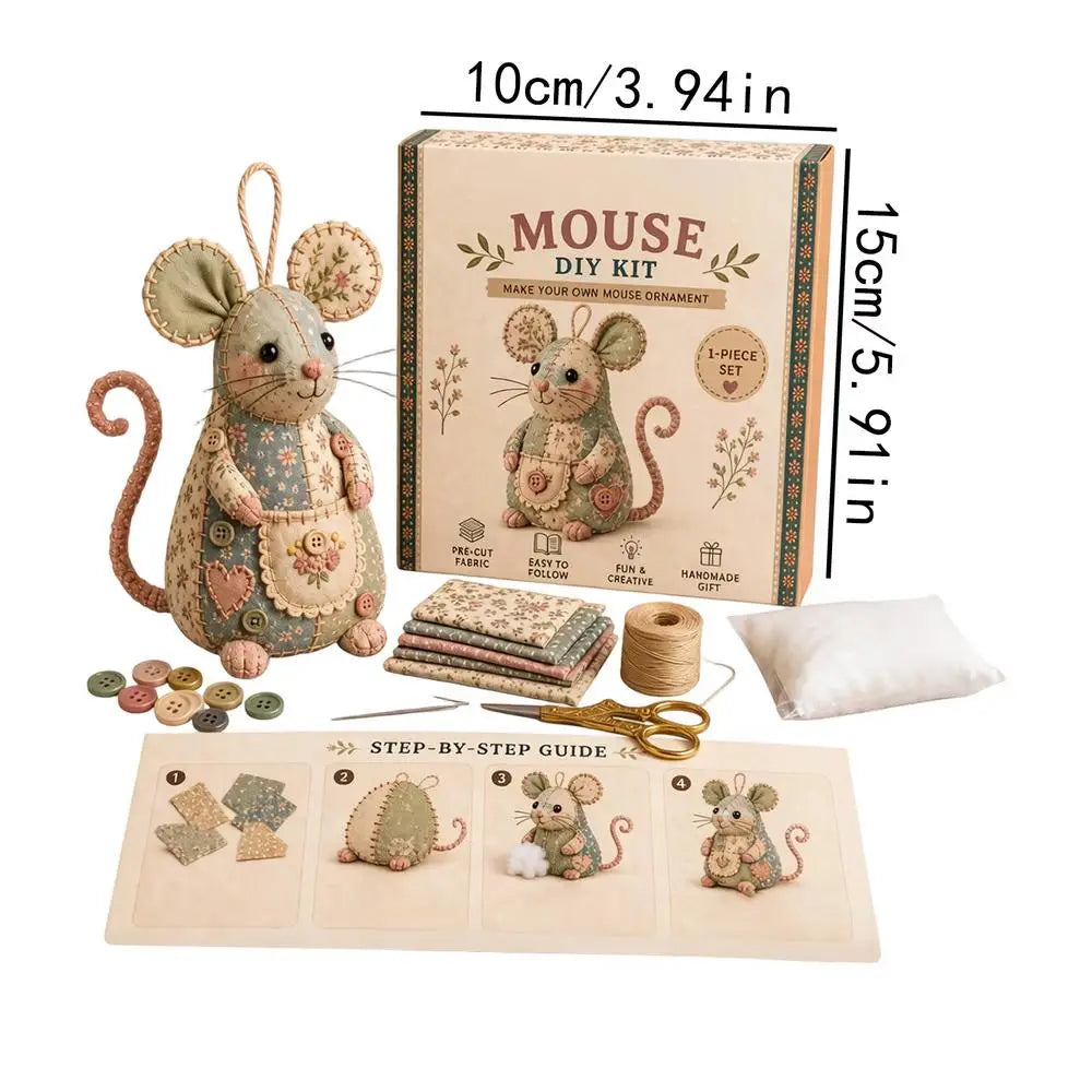 Patchwork Mouse DIY Sewing Kit – Floral Fabric Craft Set DIY Sewing Craft Kit Peaceful Pleasures Health and Wellness Style C