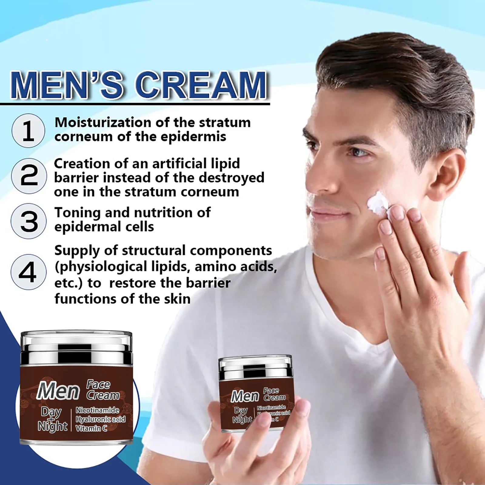 VAITE Mens Face Skin Moisturizer with Collagen, Retinol Ant-Aging, Anti-Wrinkle Under the Eyes Men's cream care for Face with Hi Peaceful Pleasures Health and Wellness