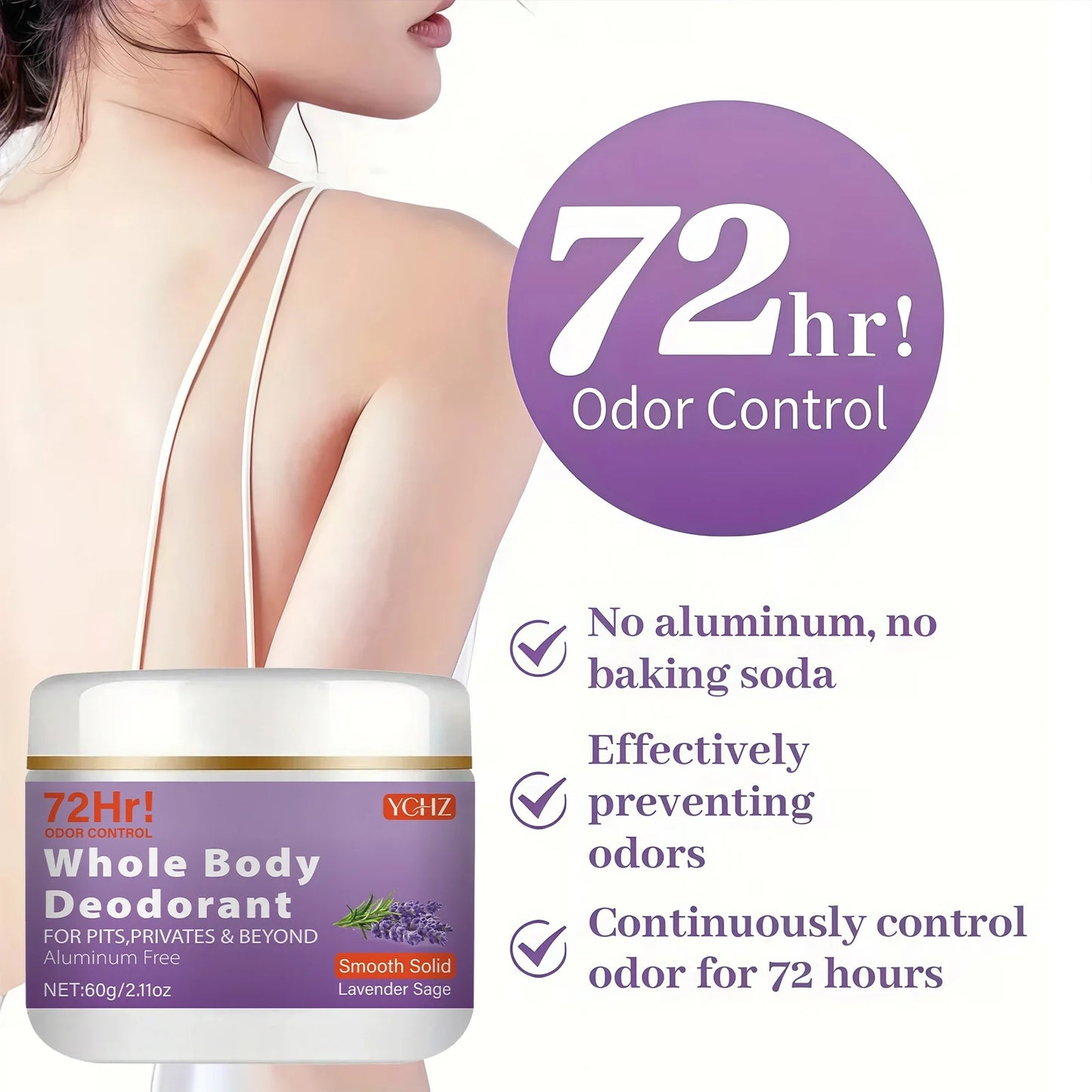 YCHZ Lavender & Sage Aluminum-Free 72-Hour Vegan Deodorant