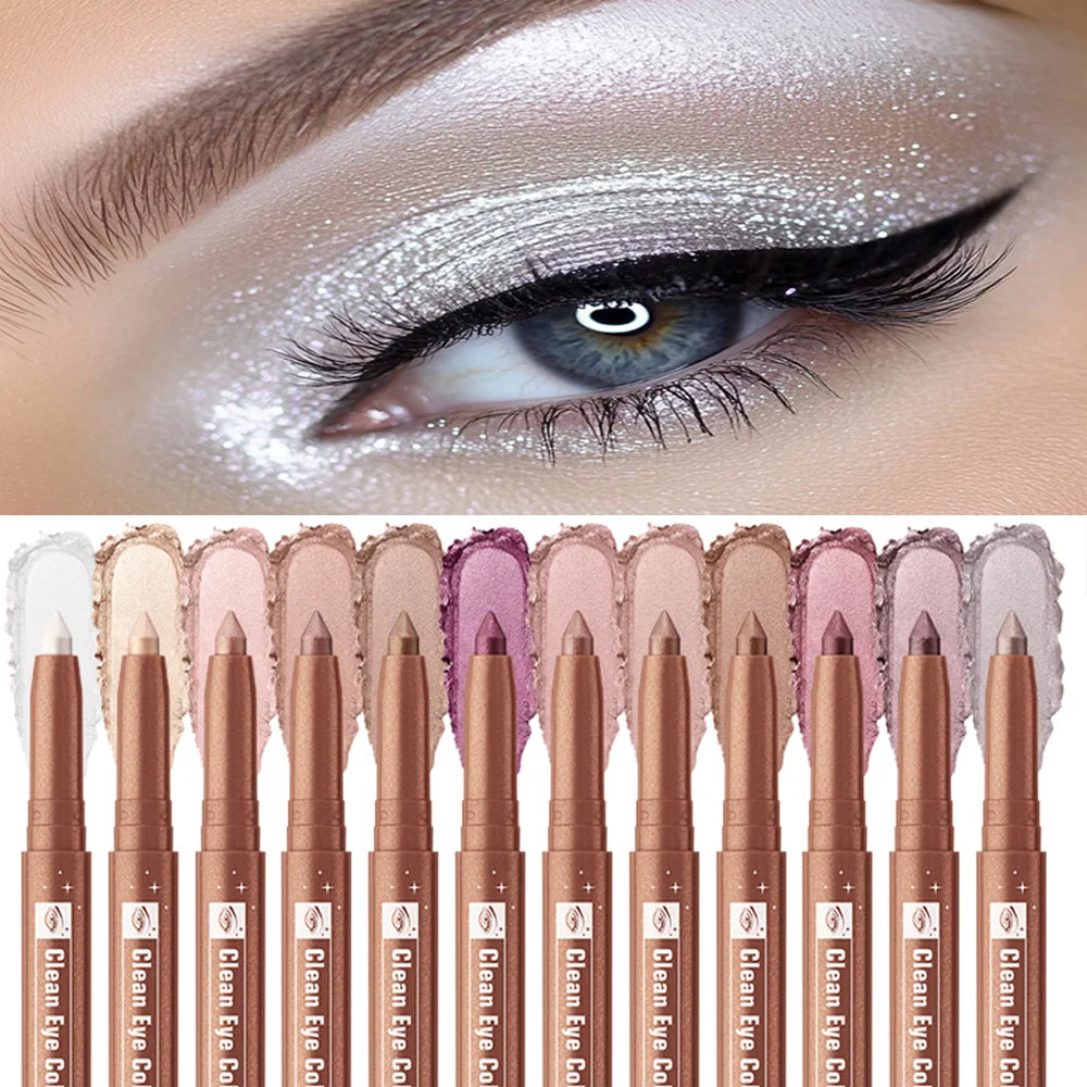 Lakerain Eyeshadow Sticks 12 Colors Long Lasting Waterproof High Pigmented Shimmer Glitter And Matte Eyeshadow Pencil Makeup Peaceful Pleasures Health and Wellness