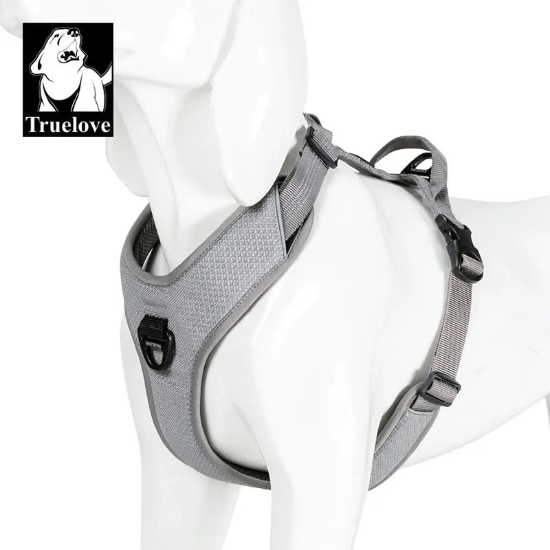 Truelove Dog Harness Reflective No Pull Small Medium Large Vest Quick Adjustbale Matching Leash Collar Training Running TLH6071 Peaceful Pleasures Health and Wellness Gray M-Chest 56-69in france
