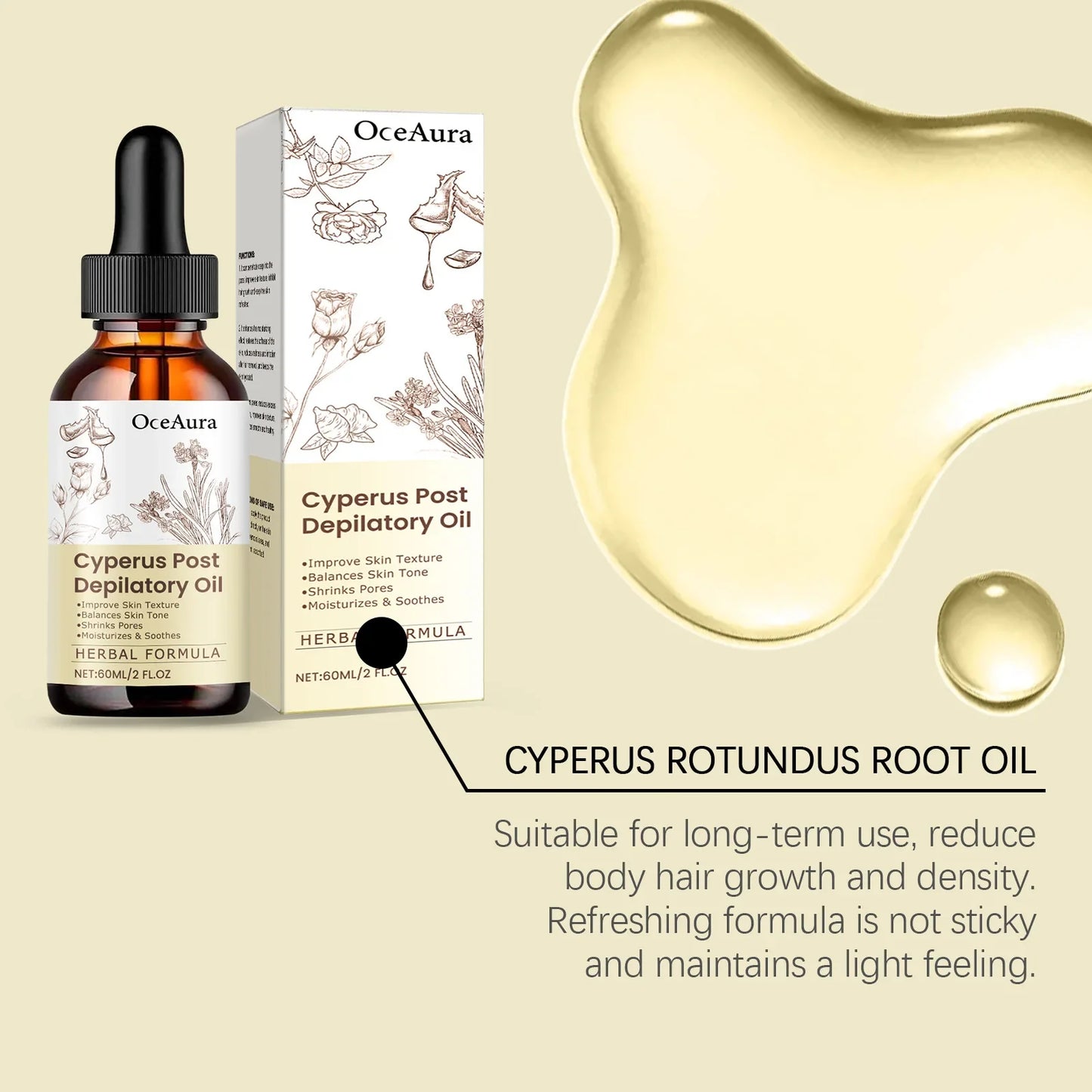 Natural Hair Inhibitor Oil – Post-Wax Soothing Skin Care 60ml