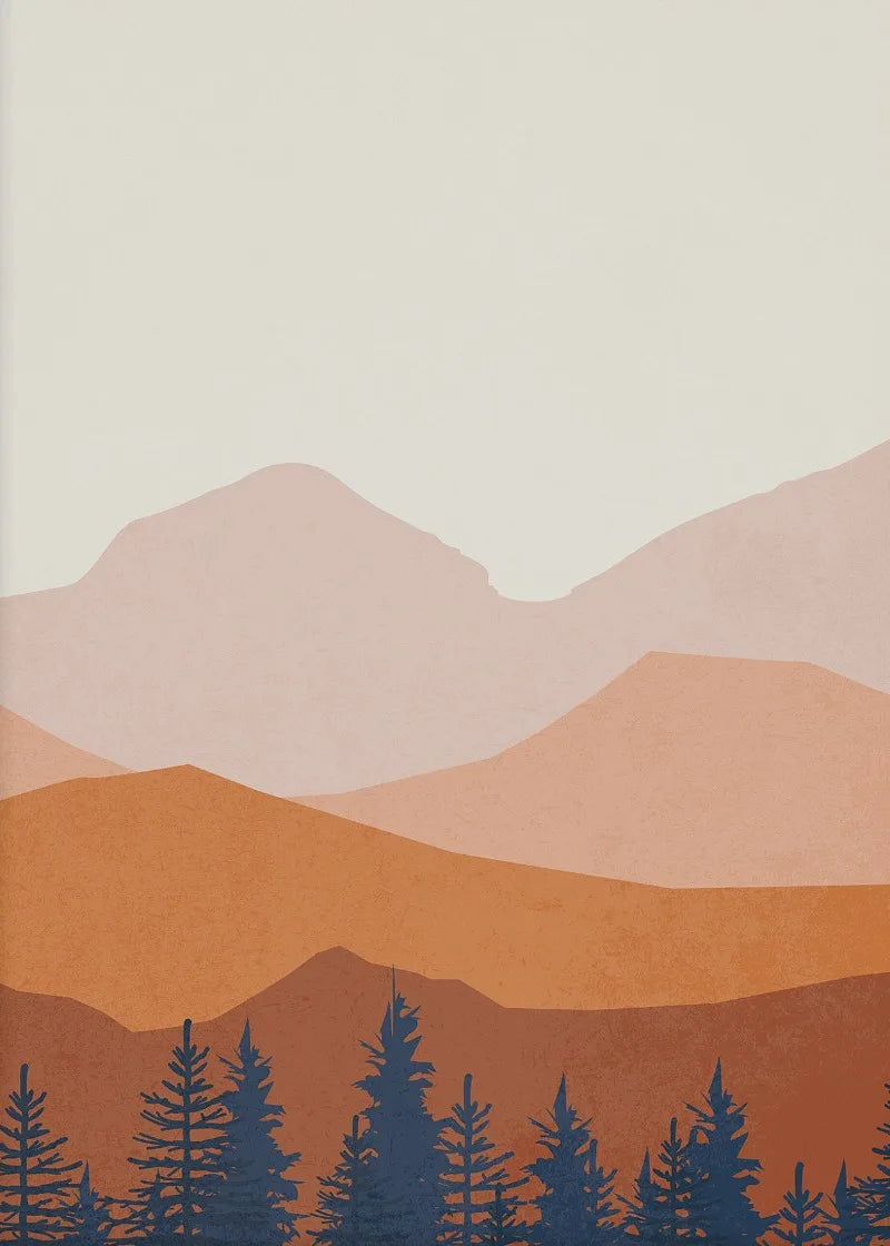 Mid Century Modern Desert Cactus Canvas Wall Art Print