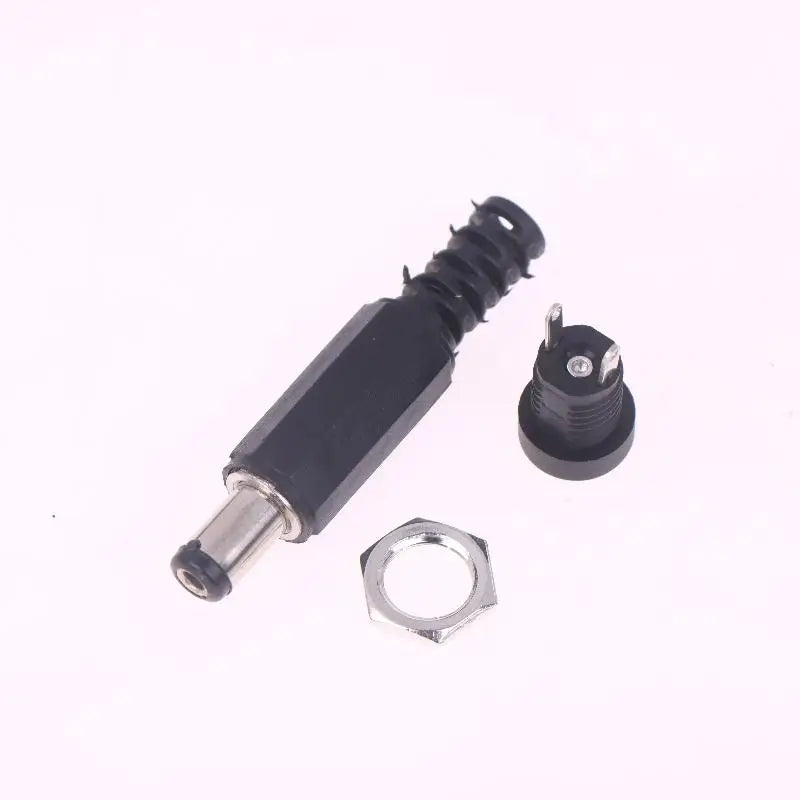 5Pairs DC12V 5.5 X 2.1mm Plastic Male Plugs DC Power Socket Female Jack Screw Nut Panel Mount Connector Peaceful Pleasures Health and Wellness