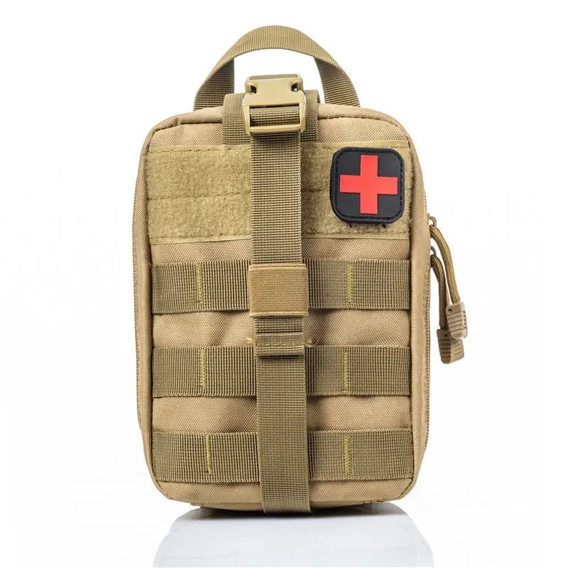 Portable Tactical First Aid Kit Medical Bag For Hiking Travel Home Emergency Treatment Case Survival Tools Mini EDC Pouch Peaceful Pleasures Health and Wellness Khaki