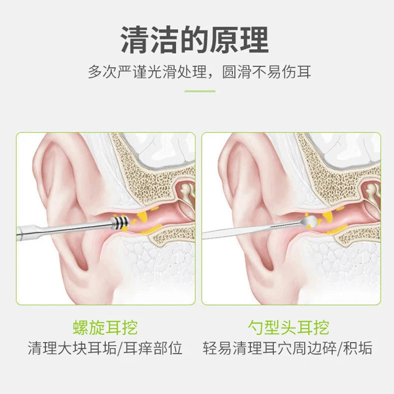 Stainless Steel Ear Wax Removal Tool – Spiral Spring Set