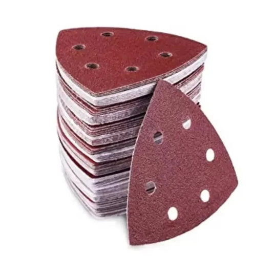 Triangular Sanding Pads Detail Sander Red Flocked 6-Hole Sandpaper Peaceful Pleasures Health and Wellness 50PCS 60