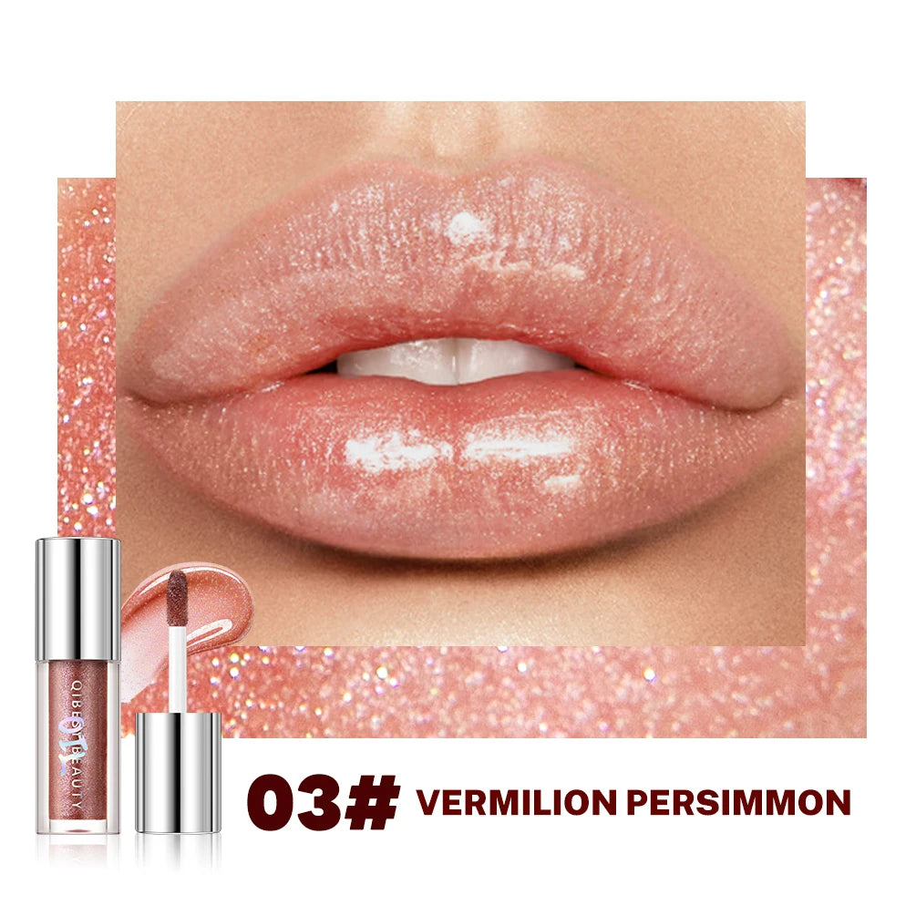 QIBEST Sparkling Diamond Lip Gloss Mirror Moisturizing Non-Sticky Cup Long Lasting Shimmer Lip Glaze Glitter Liquid Lipstick Peaceful Pleasures Health and Wellness 03