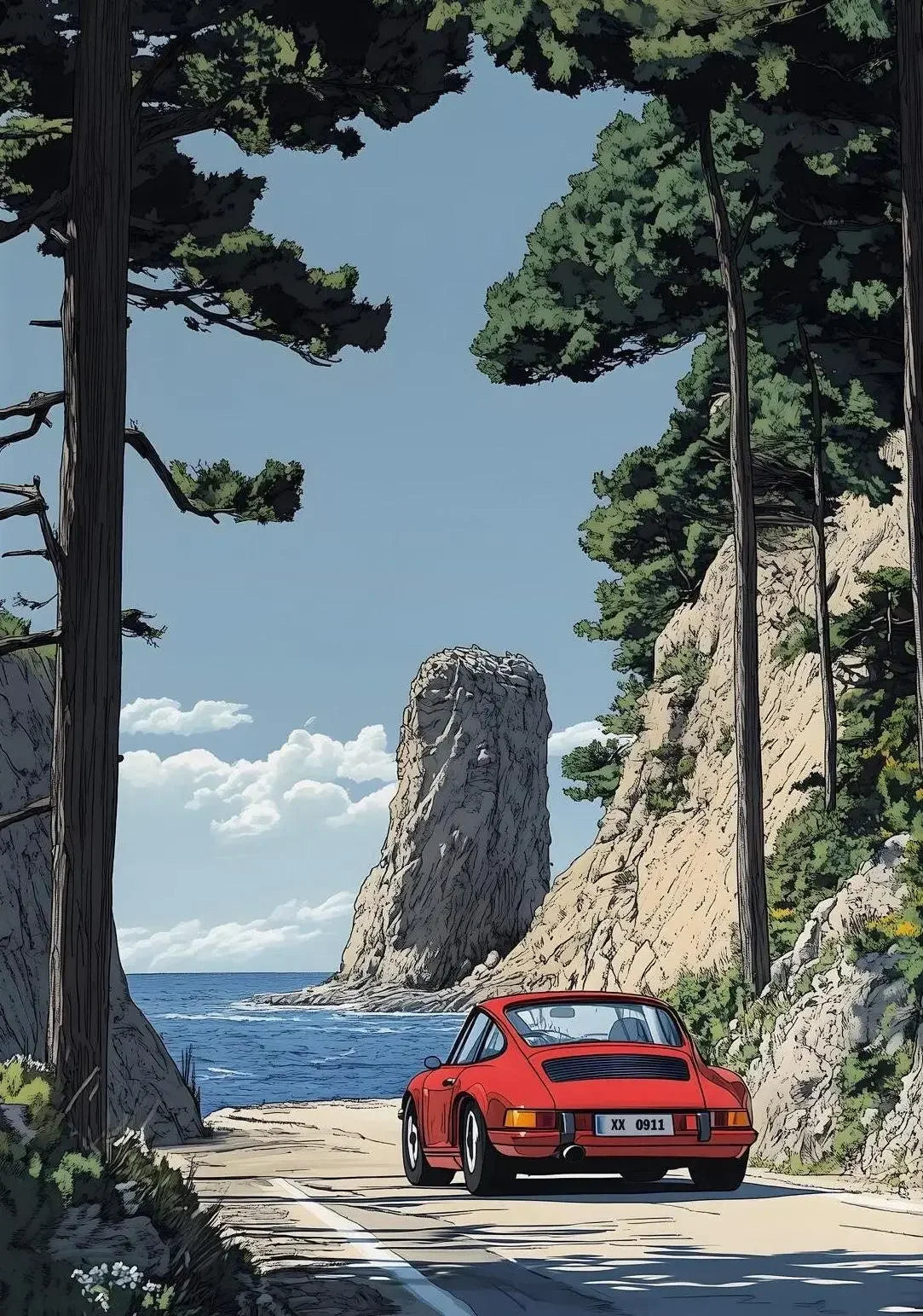 Painting Wall Art Painting Home Living Room Decor Classic 911 Alpine Drive Poster Vintage Alpine Tour Cartoon Print Canvas Peaceful Pleasures Health and Wellness 2 30X40cm Unframed