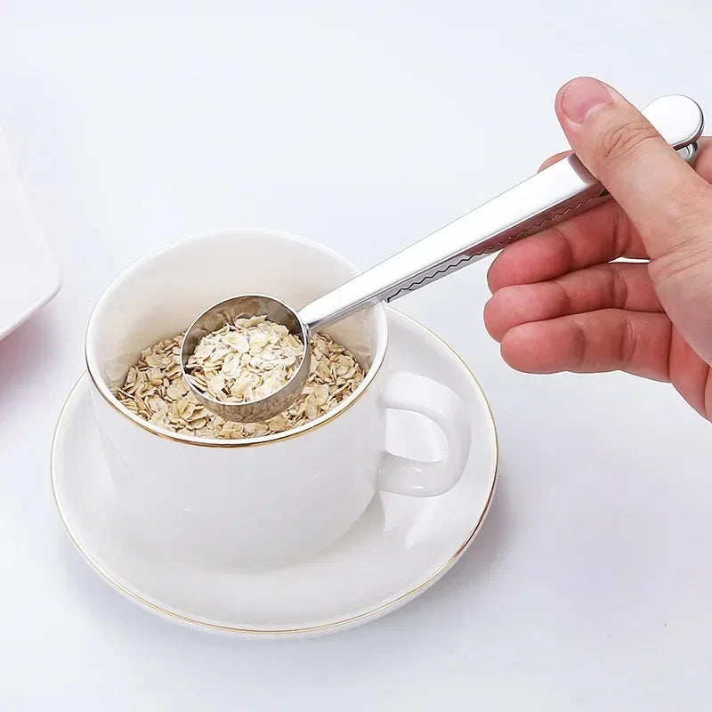 Stainless Steel Long Handle Coffee Spoon & Bag Seal Clip