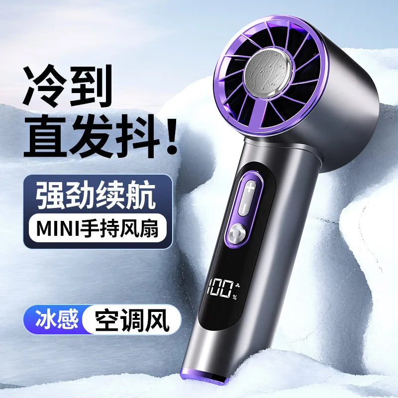 URGGU Handheld Turbo Fan – 100 Speeds, USB Charging, Digital Display