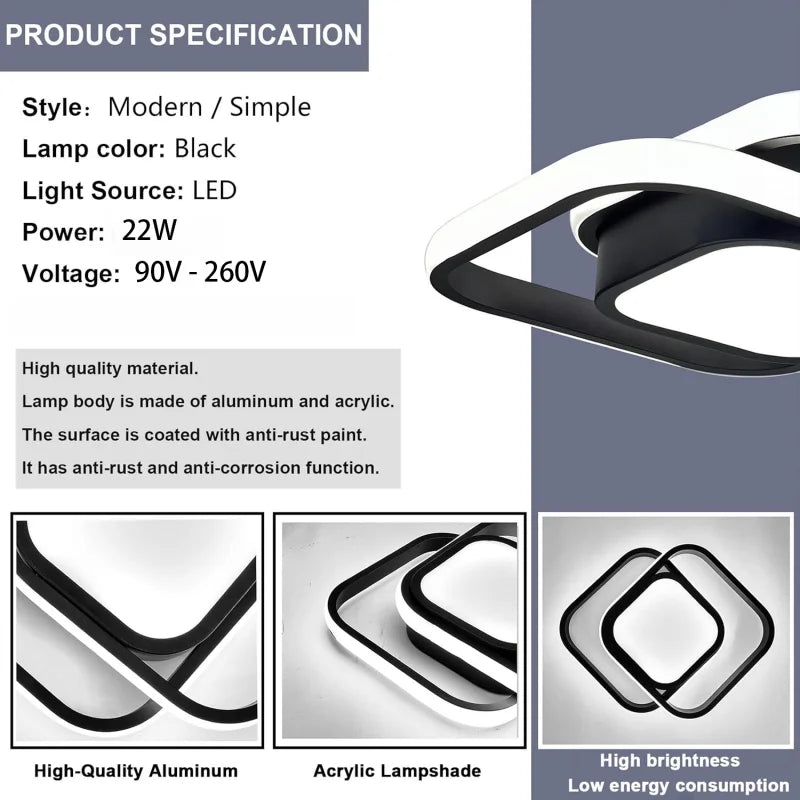 22W LED Ceiling Light – Modern Design | Living Room & Bedroom