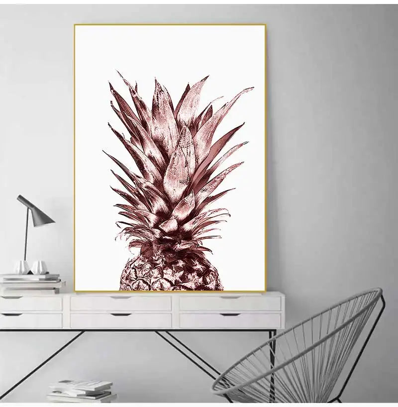 Rose Gold Tropical Pineapple Canvas Wall Art Print | Home Décor Canvas Wall Art Print Peaceful Pleasures Health and Wellness