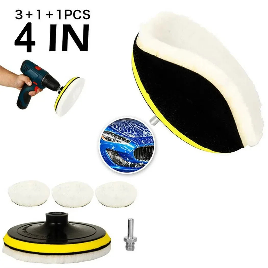 5-Pack 4" Wool Polishing Pads – Hook & Loop Buffing Discs