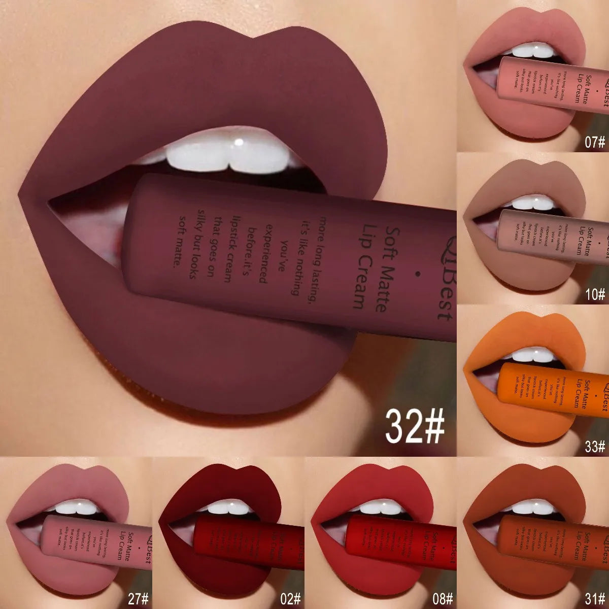 Nude Matte Lip Gloss Long-lasting Velvet Lipstick Waterproof Non-stick Cup Sexy Red Dark Lip Tint Purple Black Lip Glaze Makeup Peaceful Pleasures Health and Wellness