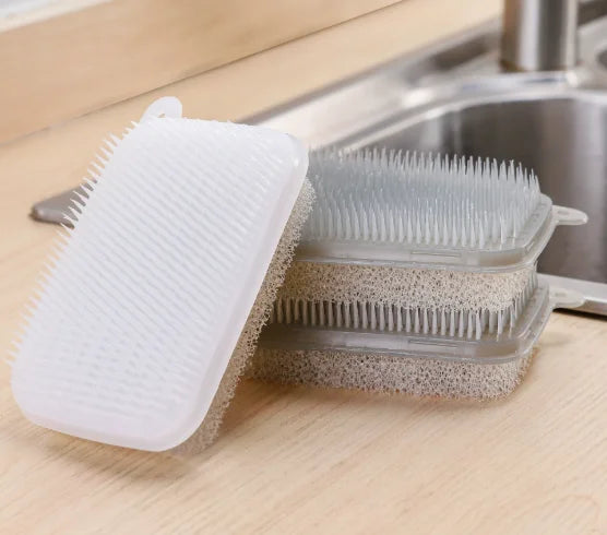 2/4pcs Kitchen Silicone Sponge Dish Washing Scrubber Household Cleaning Sponge Kitchen Gadgets Brush Accessories For Dishes Peaceful Pleasures Health and Wellness random color 4pcs