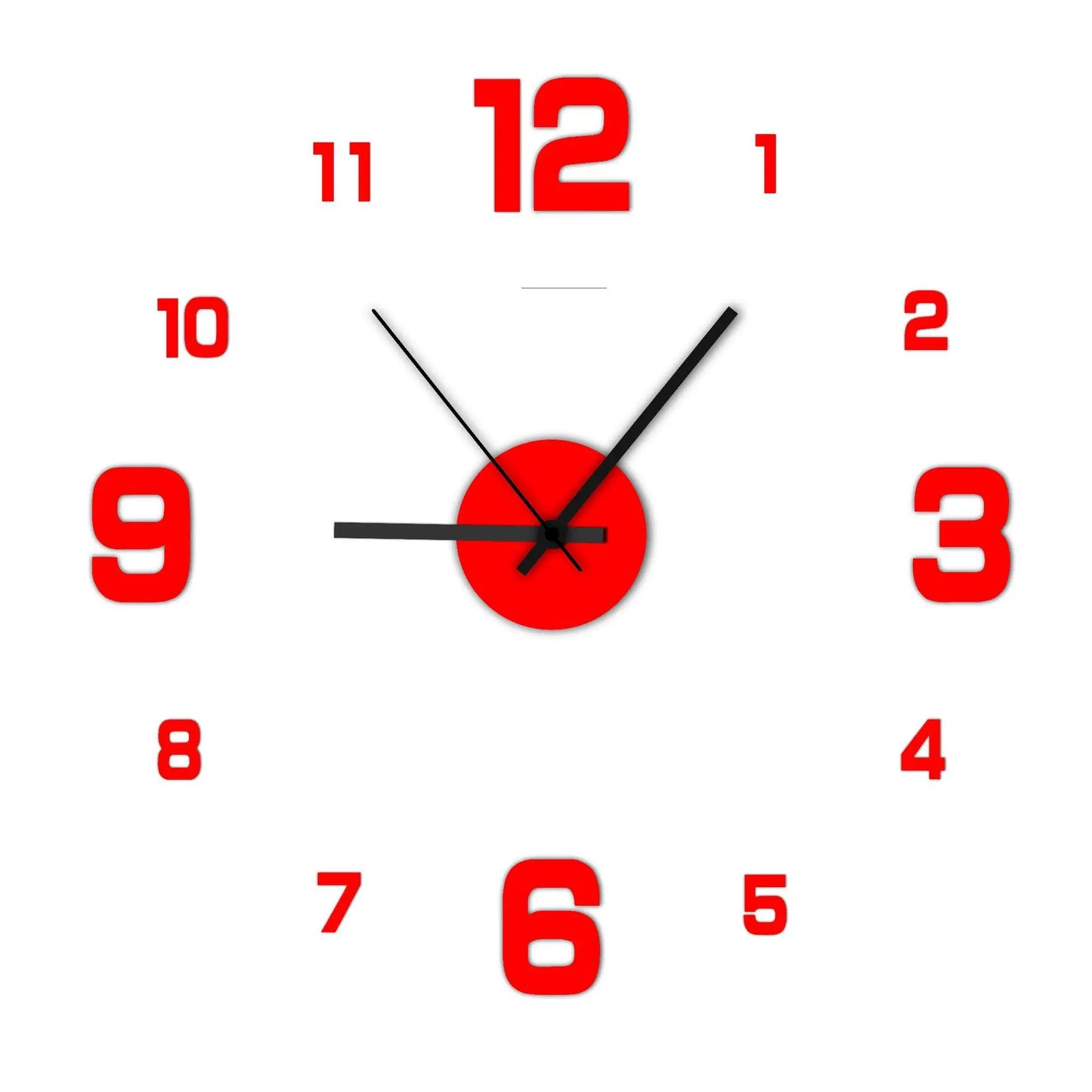 Creative Frameless DIY Wall Clock Wall Decal Home Silent Clock Living Room Office Wall Decoration Peaceful Pleasures Health and Wellness Red