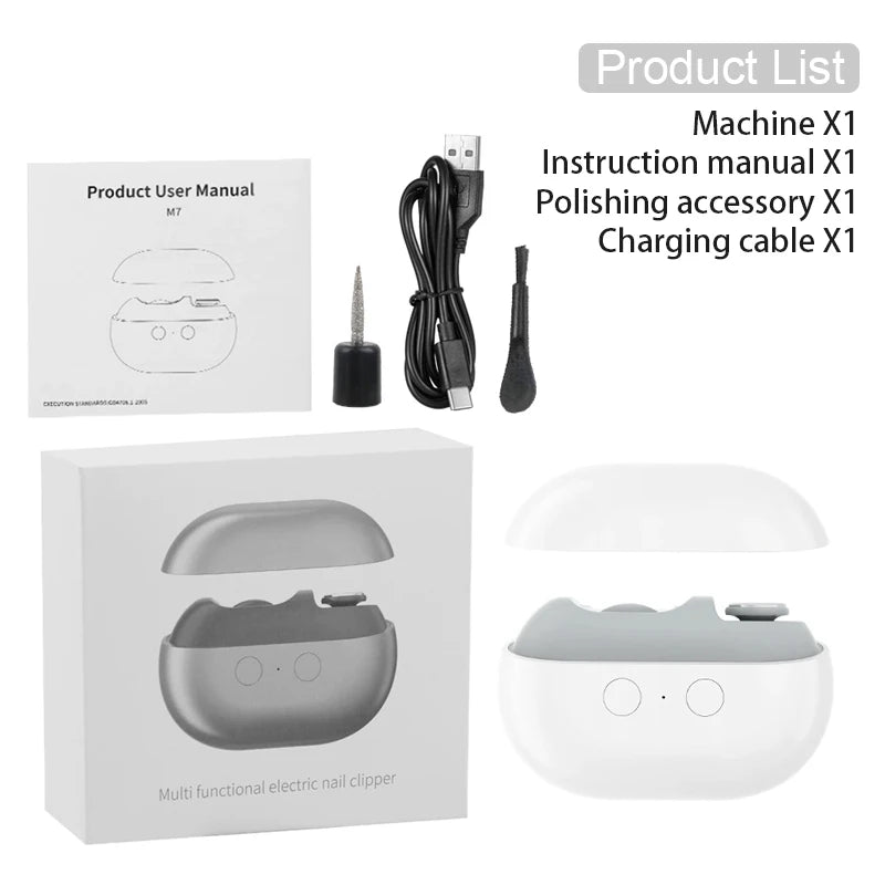 Electric Nail Cutter With Led Light Rechargeable Electric Painless Automatic Trimmer Suitable For Infants And Adults Peaceful Pleasures Health and Wellness WHITE