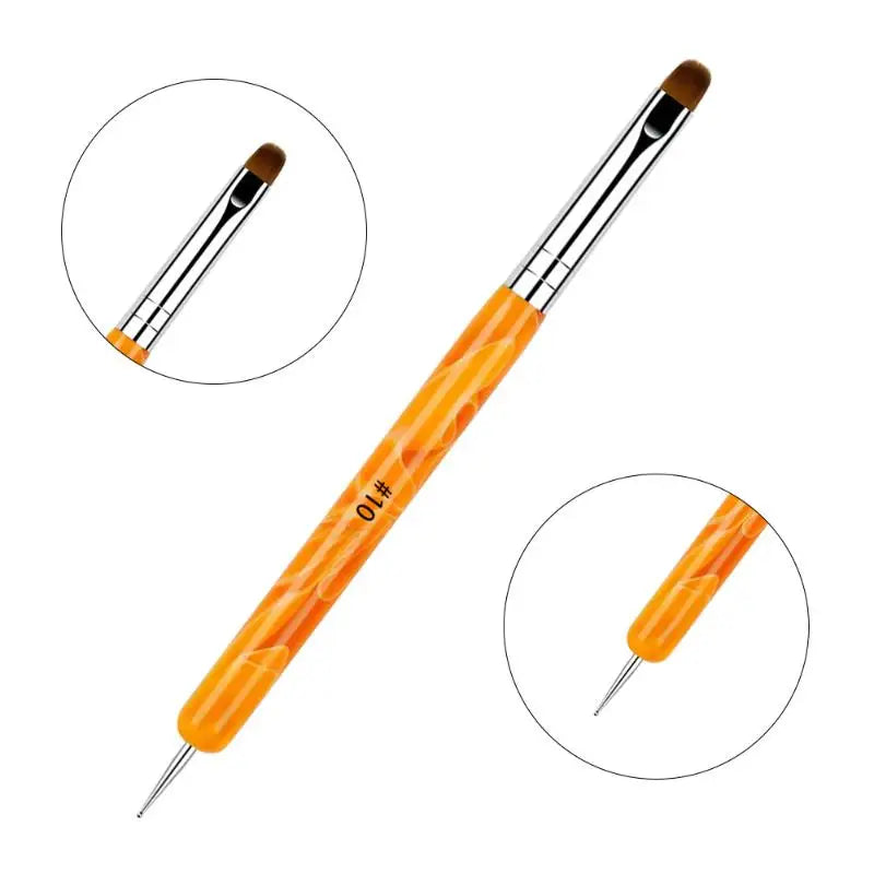 French Dual End Beginner High Quality Painting Manicure Tool Acrylic Drawing Nail Art Brush Nail Art Rhinestone Gel Dotting Pen Peaceful Pleasures Health and Wellness 10 Orange