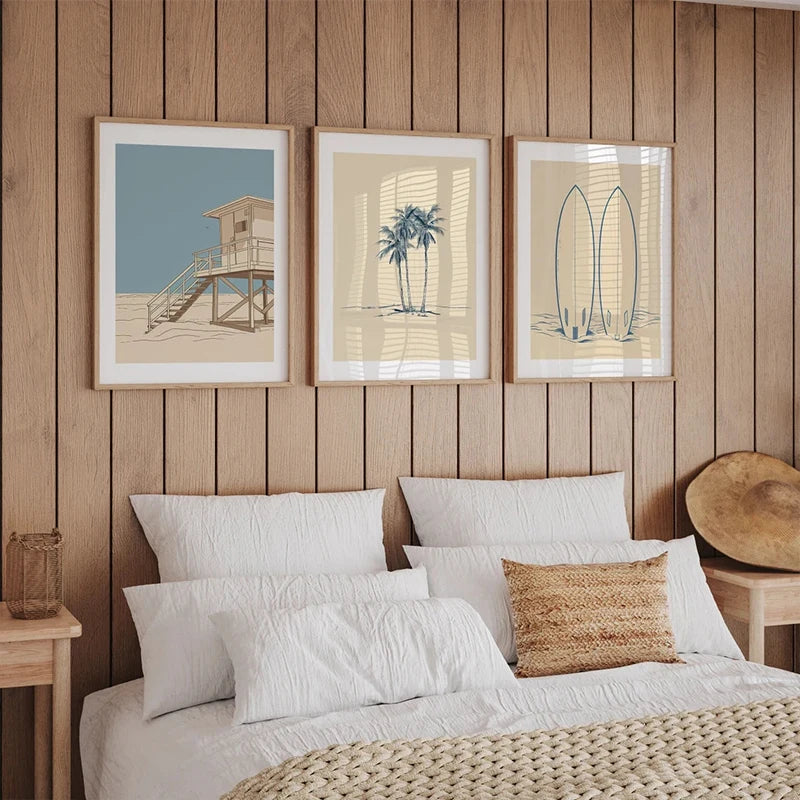 Vintage Beach Sea & Surf Canvas Wall Art | Minimalist Print