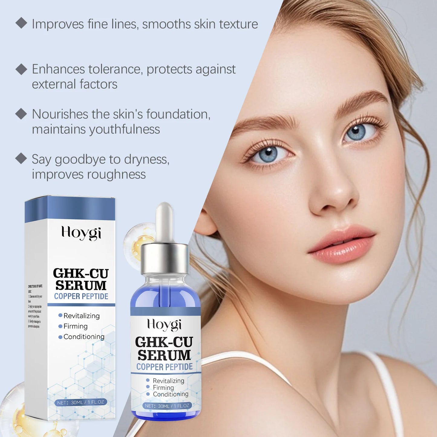 Hoygi Blue Copper Peptide Face Serum 30ml | Deep Moisturizing