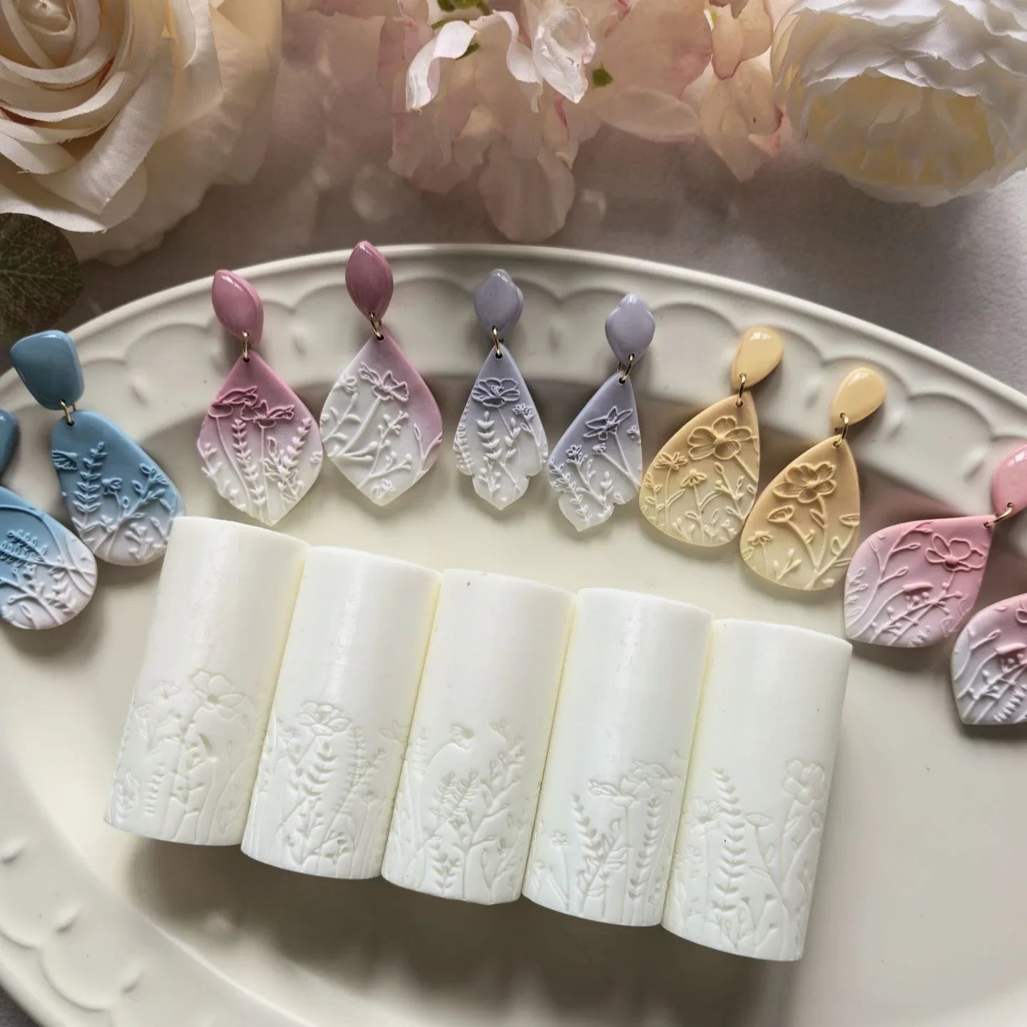 Wild Flowers & Grass Soft Clay Texture Rolling Tool: High-Precision Texturizing Roller for DIY Jewelry Making & Creative Decor Peaceful Pleasures Health and Wellness
