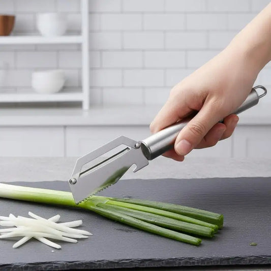 Stainless Steel Vegetable Peeler with Wooden Handle & Bottle Opener