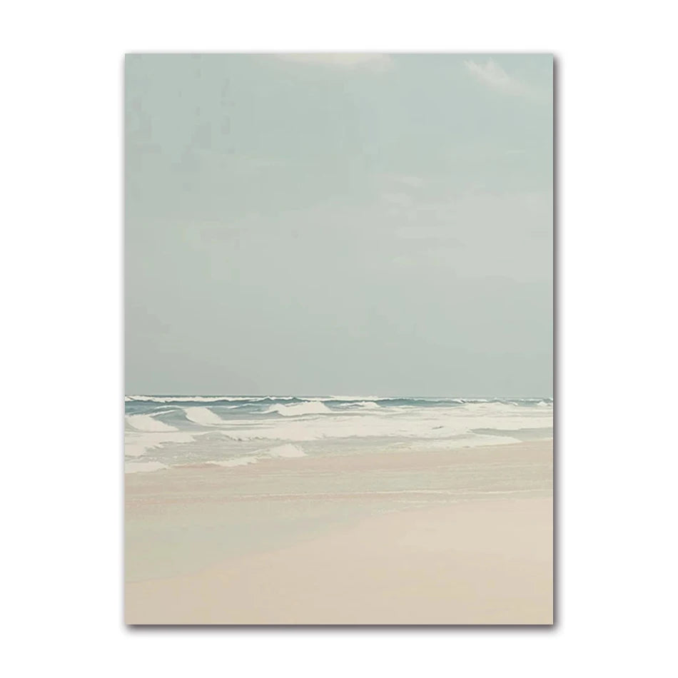 Coastal Blue Beach Antique Shell Sketch Poster, Starfish Jellyfish Conch Oil Painting Print, Wall Art for Kids Room Home Decor Peaceful Pleasures Health and Wellness