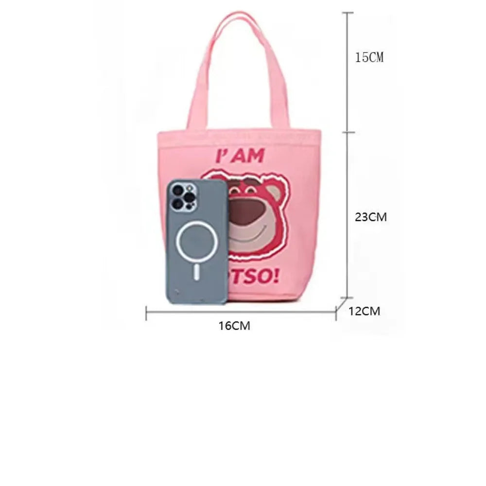 Bucket Bag Portable Cute Animal Pattern Graffiti Handbag Cartoon Print Cylindrical Bag Canvas Bento Bag Handheld Lunch Box Bag Peaceful Pleasures Health and Wellness