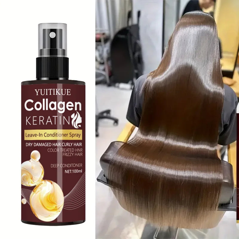 YUITIKUE Collagen Keratin Leave-In Spray for Dry/Damaged/Curly/Frizzy Hair - Deep Conditioner & Moisturizer with Visible Changes Peaceful Pleasures Health and Wellness