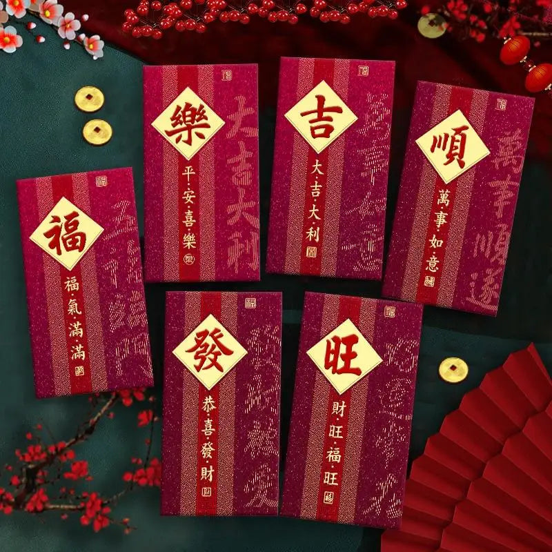 2026 Horse Year Red Envelopes – 6-Pack Lucky Money Bags