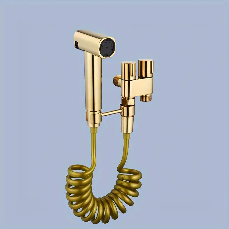Gold Wall-Mounted Bidet Sprayer | Handheld Toilet Spray & 2m Hose